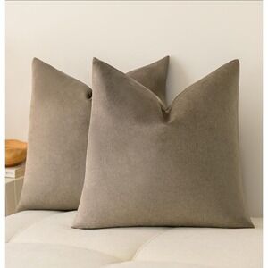2 Pack 18x18 Dark Brown Throw Pillow Covers Waterproof Pet-Friendly Stain Resist